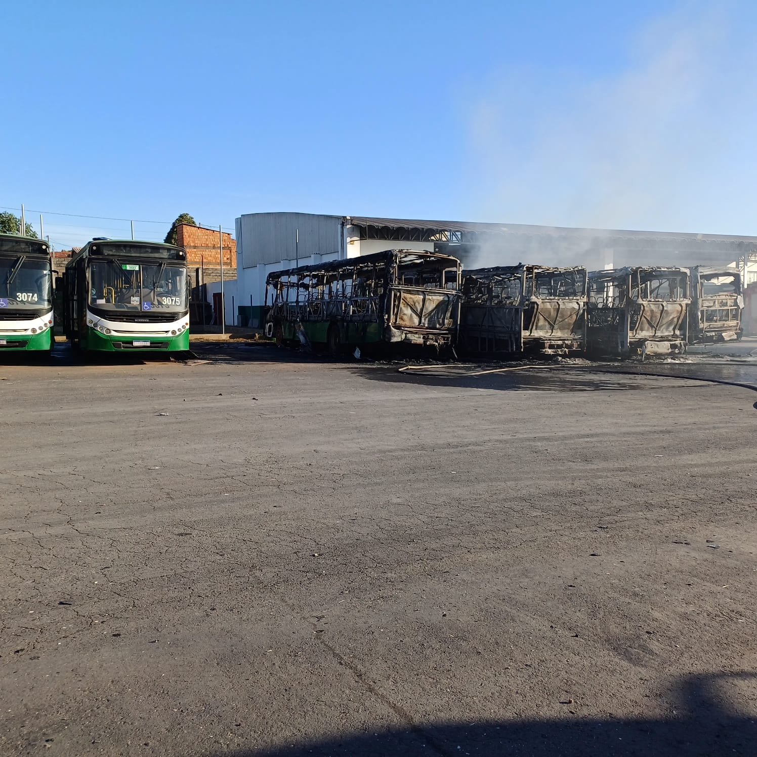 Incêndio destrói seis ônibus em Cuiabá, mas transporte coletivo segue sem interrupções