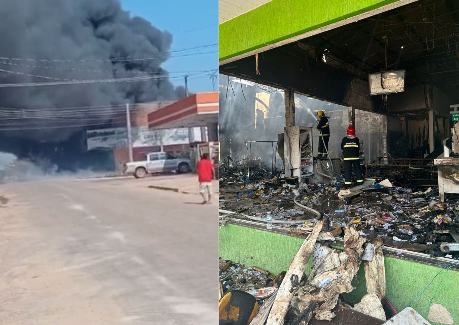 Incêndio destrói supermercado em Nova Monte Verde; vídeos mostram destruição