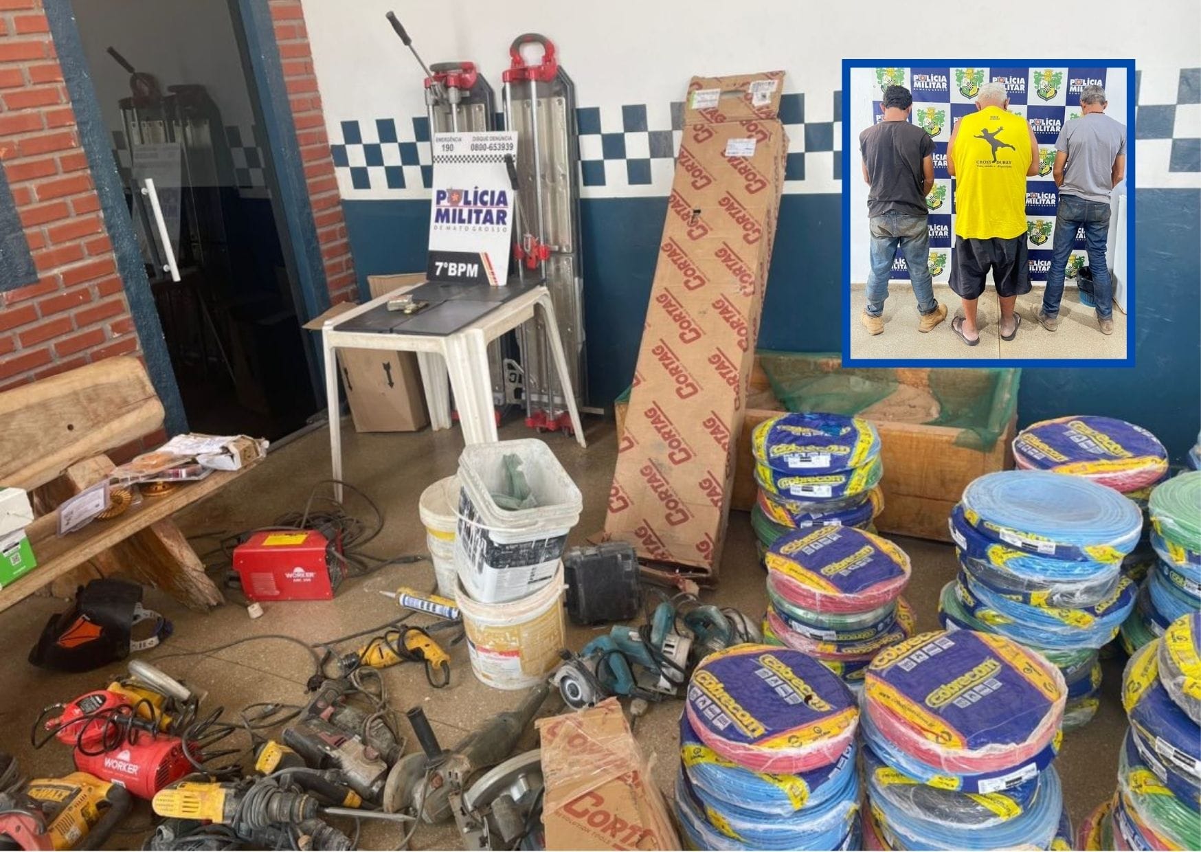 PM frustra furto milionário de materiais de construção e prende suspeitos em Rosário Oeste