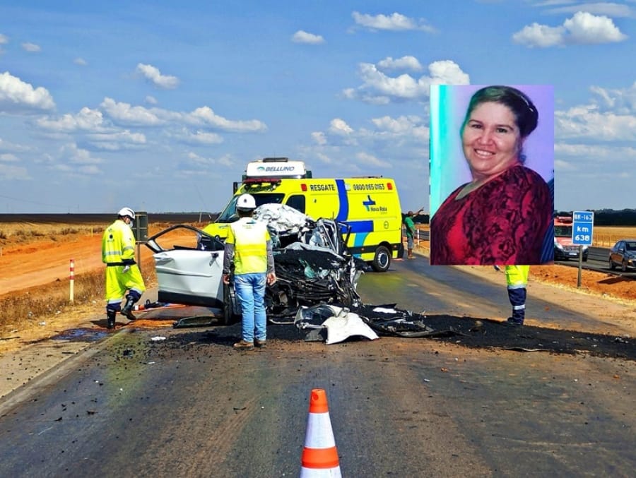Colisão na BR-163 resulta em morte de passageira e deixa motorista ferido