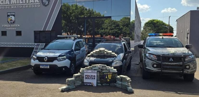 PM e Gefron interceptam carro com grande carga de drogas em Conquista D'Oeste