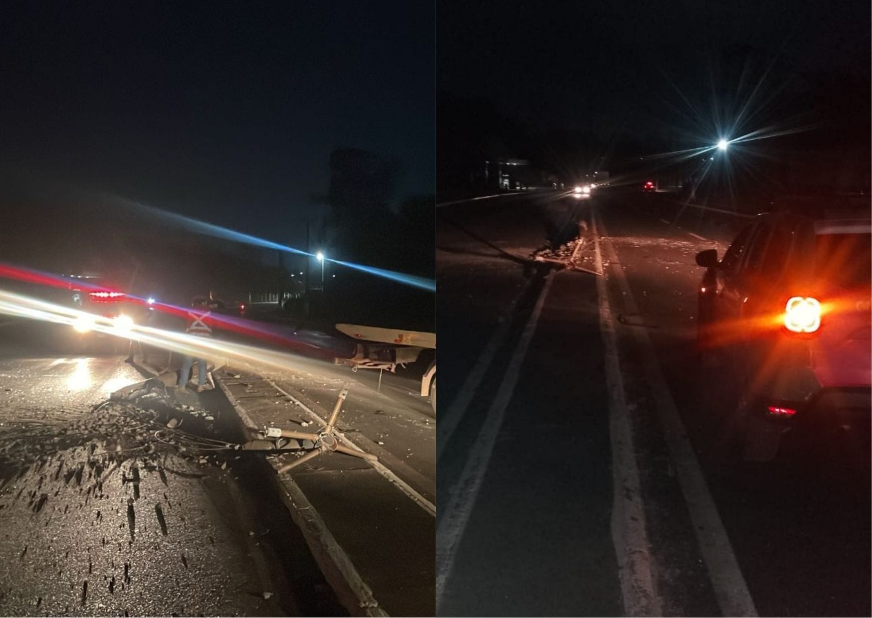 Jeep capota e derruba poste na Av. Doutor Paraná durante a madrugada em VG