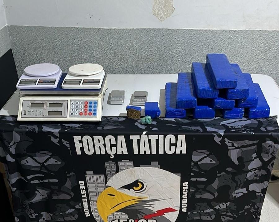 Policiais da Força Tática apreendem dez tabletes de maconha e prende mulher