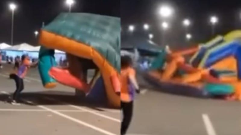 Criança sofre traumatismo craniano após brinquedo inflável ser arrastado por ventania