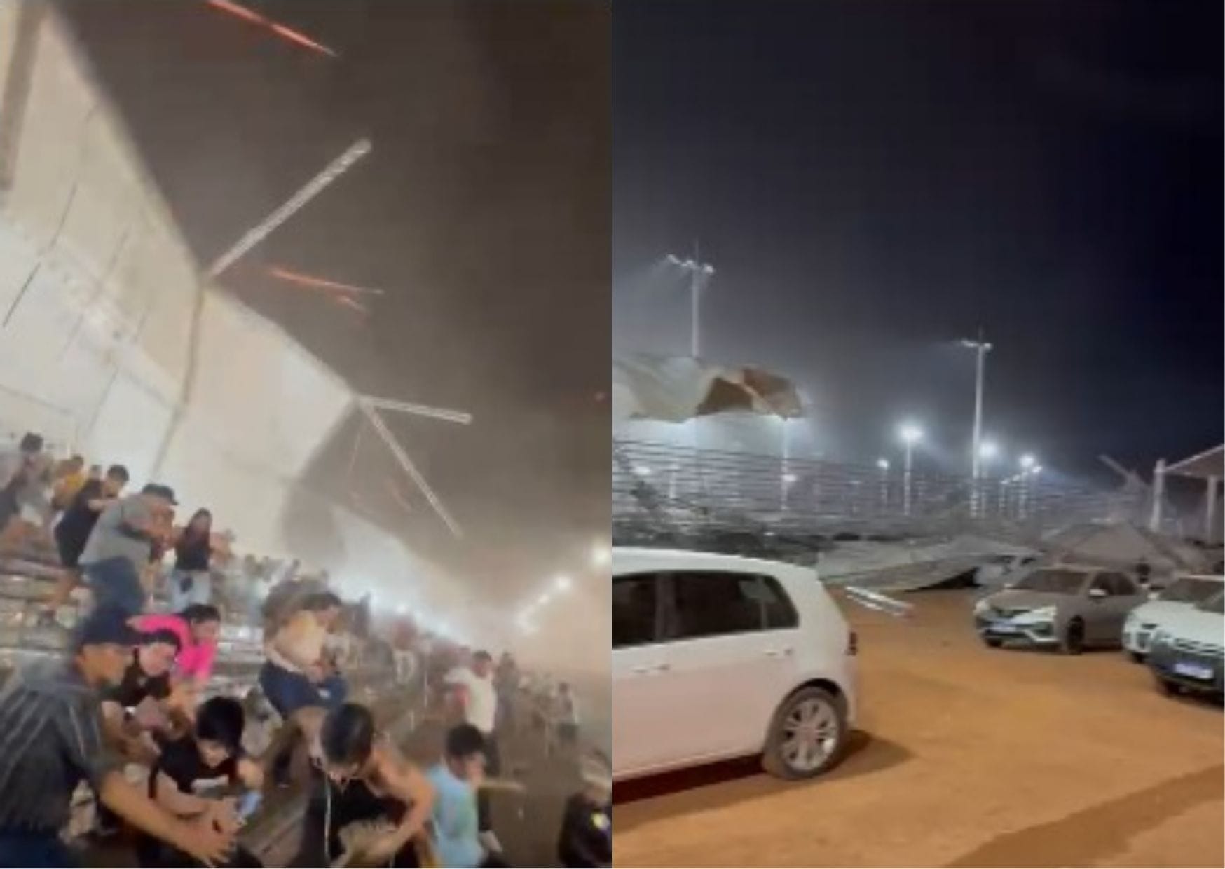 Ventania derruba parte de arquibancada e interrompe treino da Stock Car; veja vídeos