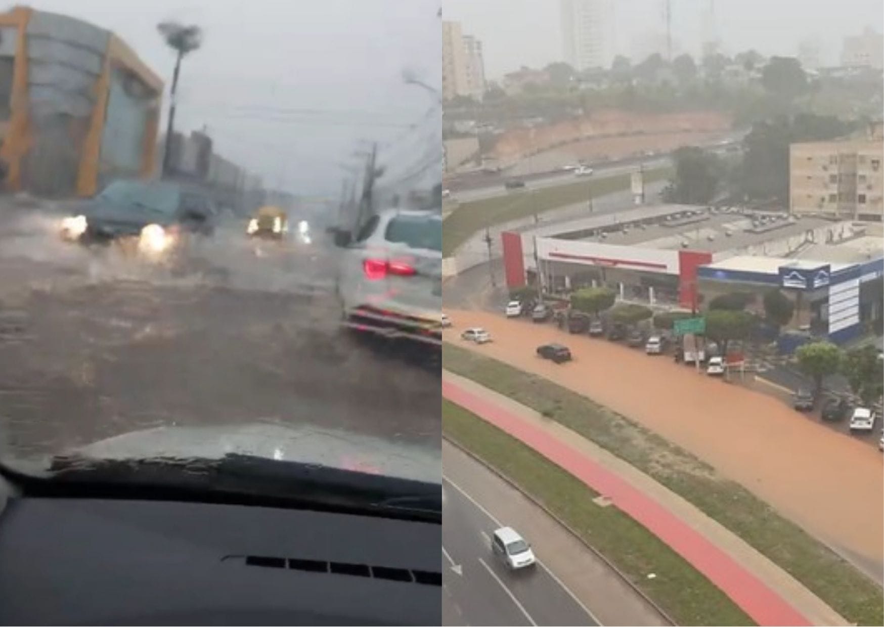 Chuva forte alivia calor em Cuiabá, mas provoca alagamentos e transtornos pela cidade