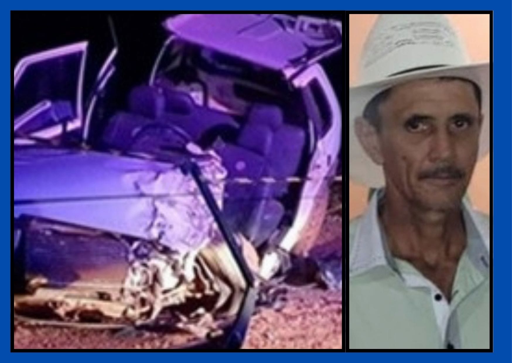 Produtor rural morre em colisão frontal; acidente envolveu uma Toyota Hilux e um Fiat Uno