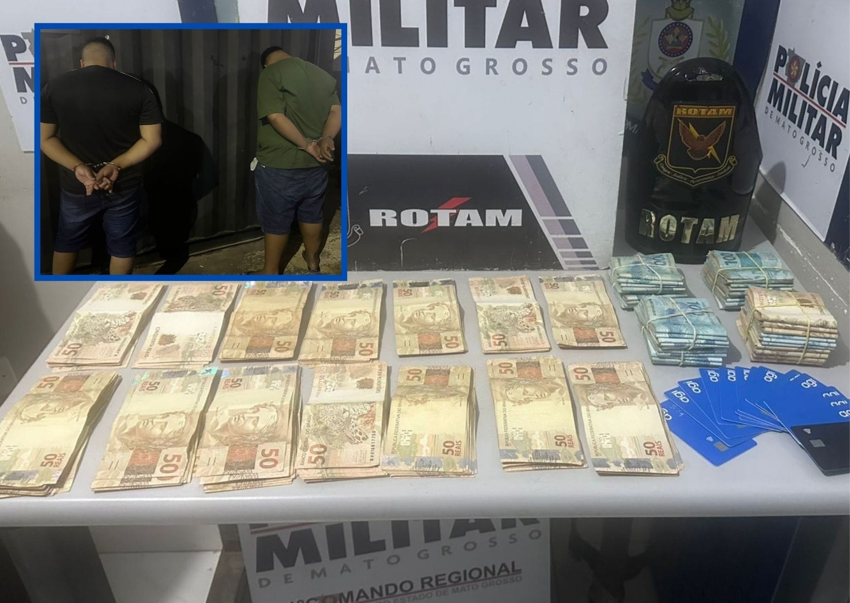 Rotam intercepta homens com R$ 78 mil e suspeita de esquema de estelionato em Cuiabá