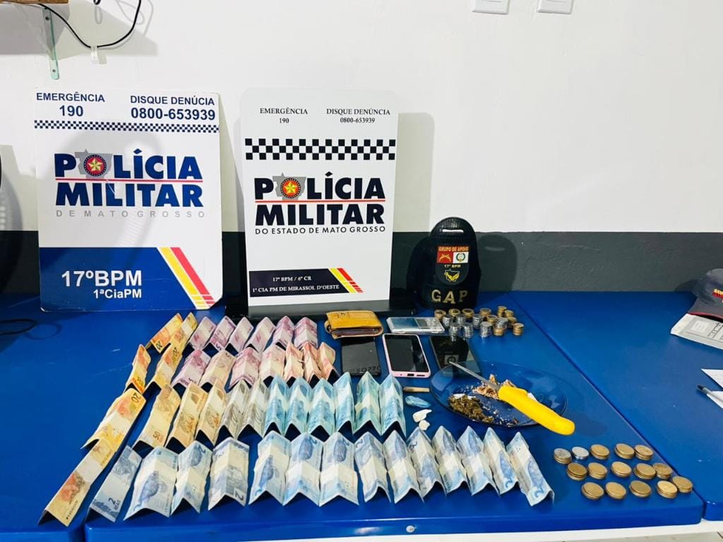 PM prende cinco suspeitos com porções de pasta base de cocaína e R$ 1,4 mil em dinheiro