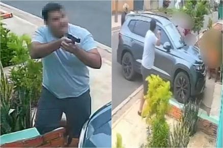 Vídeo mostra policial rendendo família e tomando moto em Várzea Grande; veja o momento