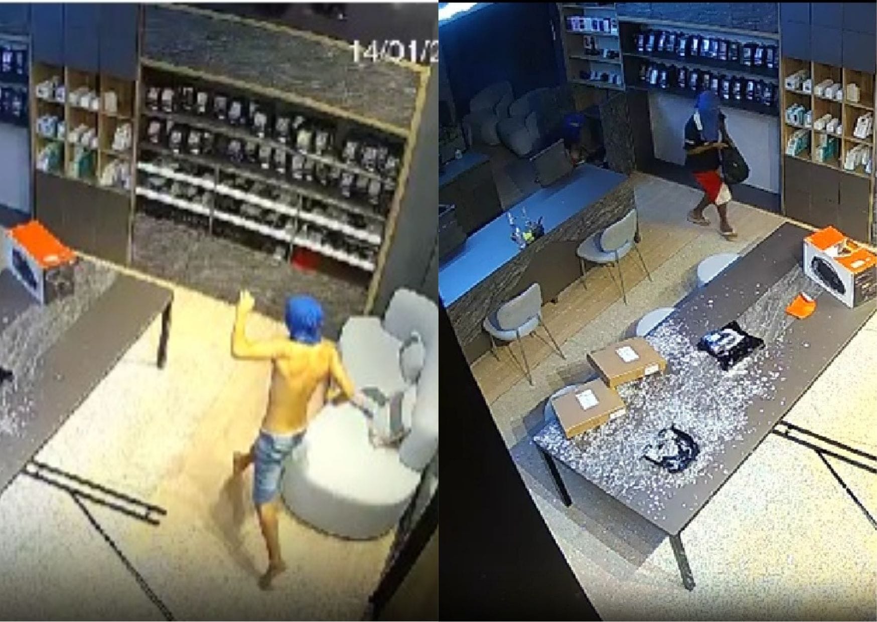 Criminosos quebram vitrine e furtam loja de celulares em Sinop; vídeo mostra ação