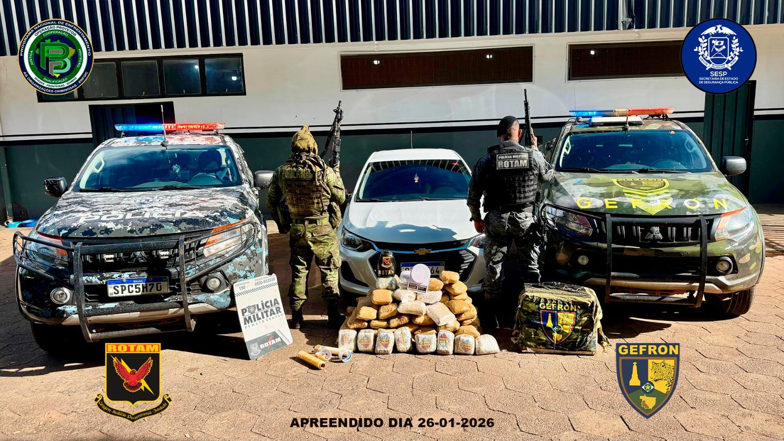 Gefron e Rotam apreendem mais de 117 kg de drogas e causam prejuízo de R$ 195 mil ao crime