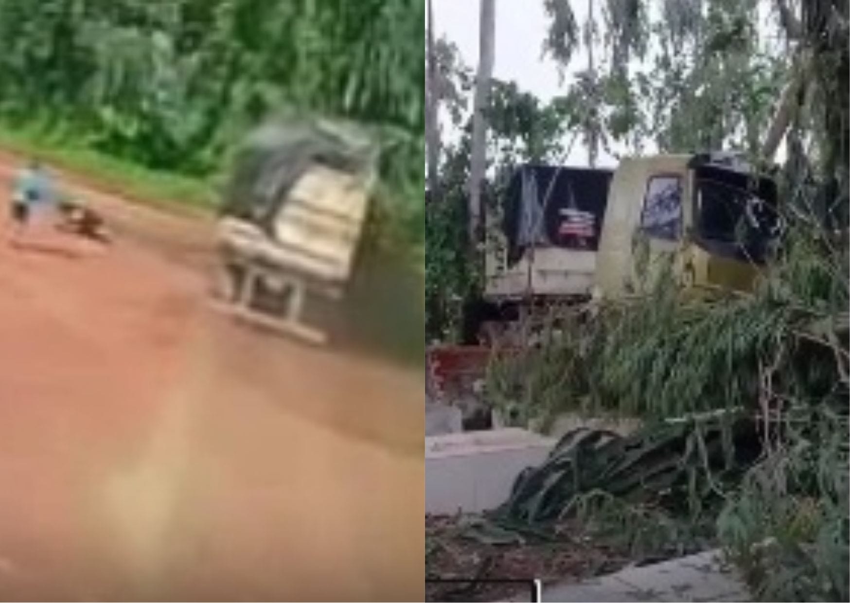 Caminhão perde o freio e invade cemitério em Peixoto de Azevedo; vídeo mostra acidente