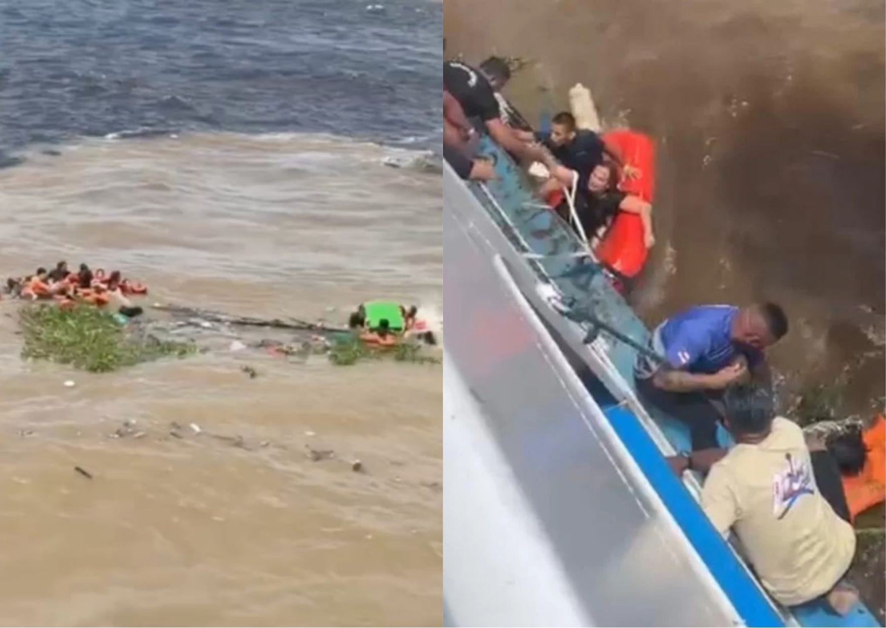 Lancha naufraga no Encontro das Águas e deixa passageiros à deriva no rio