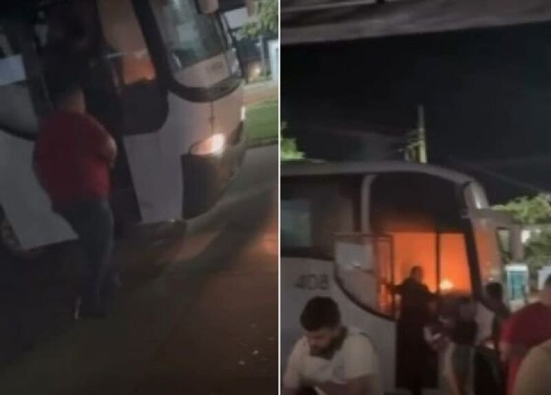 Princípio de incêndio em ônibus de universitários assusta alunos em Matupá; veja vídeo