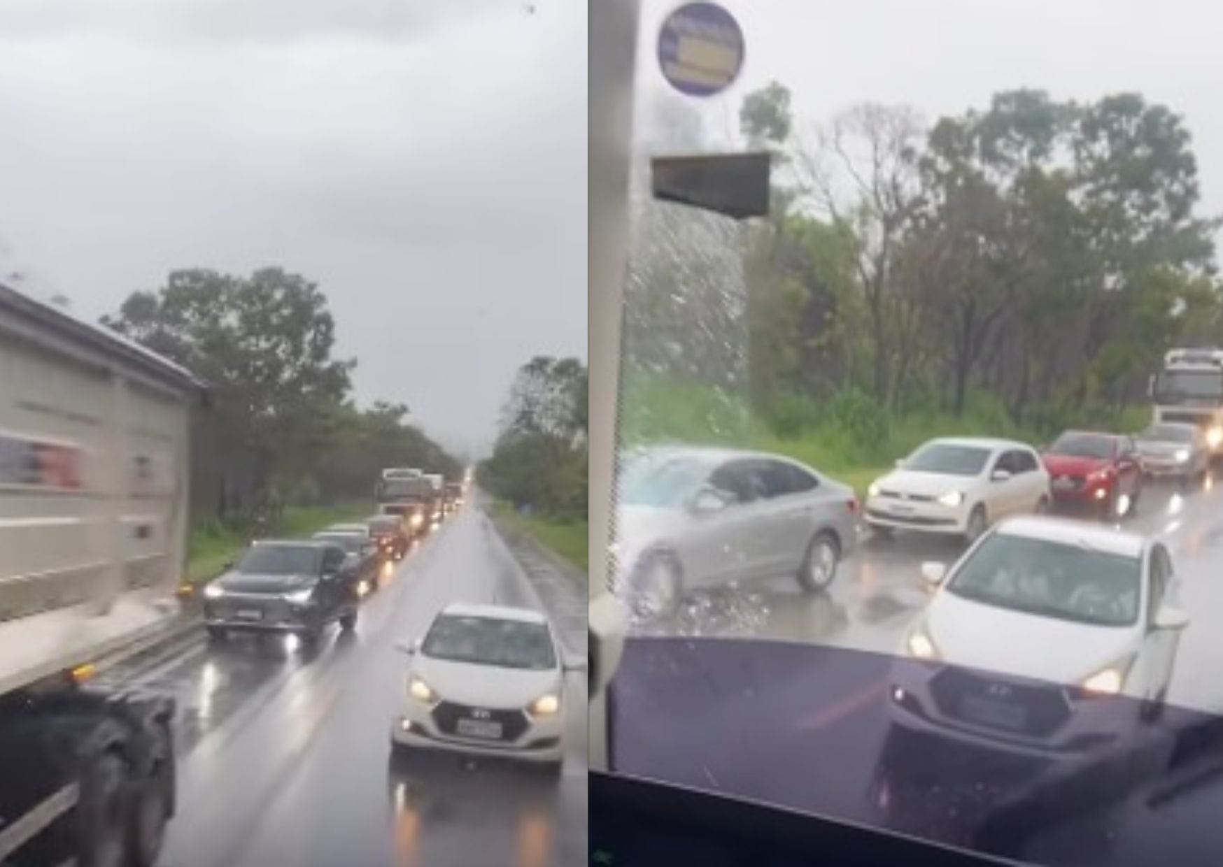 Ultrapassagem arriscada na chuva quase causa tragédia em rodovia; PRF reforça: "Não vale a pressa"