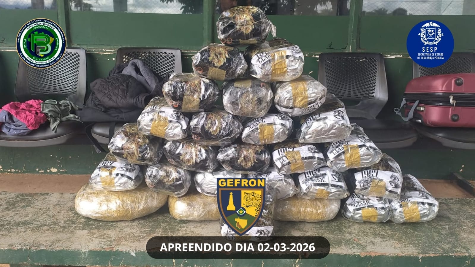 Gefron apreende droga avaliada em R$ 48 mil durante fiscalização em ônibus na fronteira