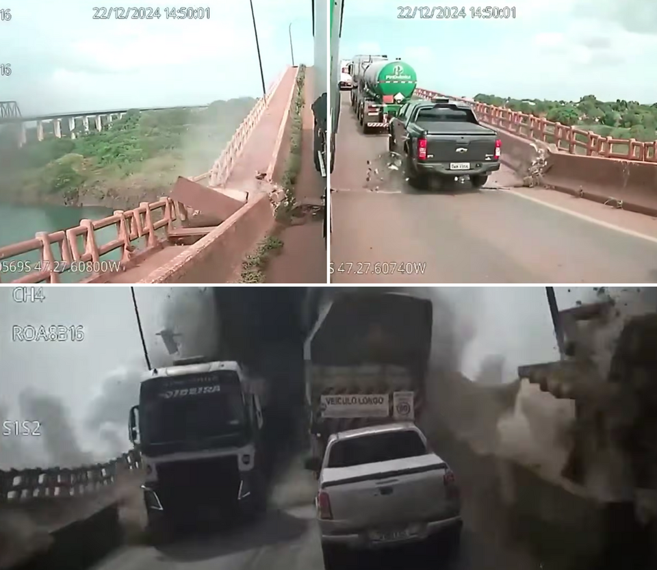Câmeras captam fuga desesperada antes de ponte JK desabar no rio Tocantins