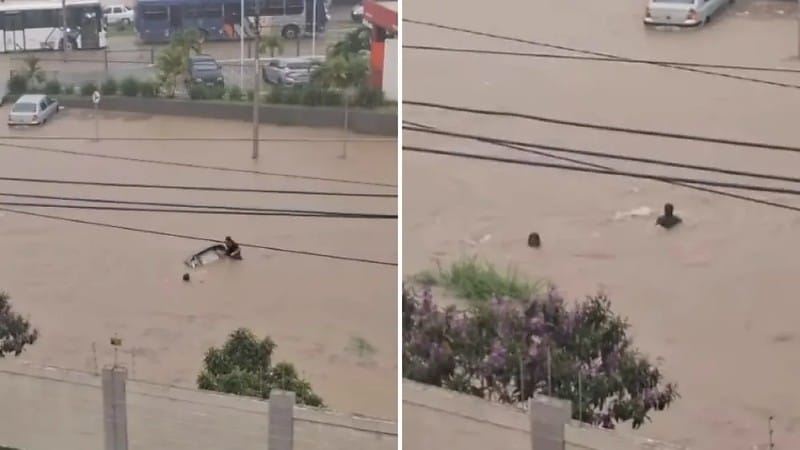 Mulher desaparece após ser arrastada por enxurrada durante forte chuva no Nordeste