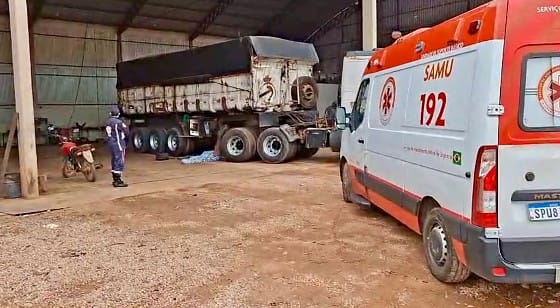Trabalhador é esmagado por carreta durante manutenção e morre na hora em Rondonópolis