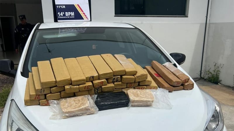 Policiais militares prendem suspeitos com 42 tabletes de drogas em Primavera do Leste