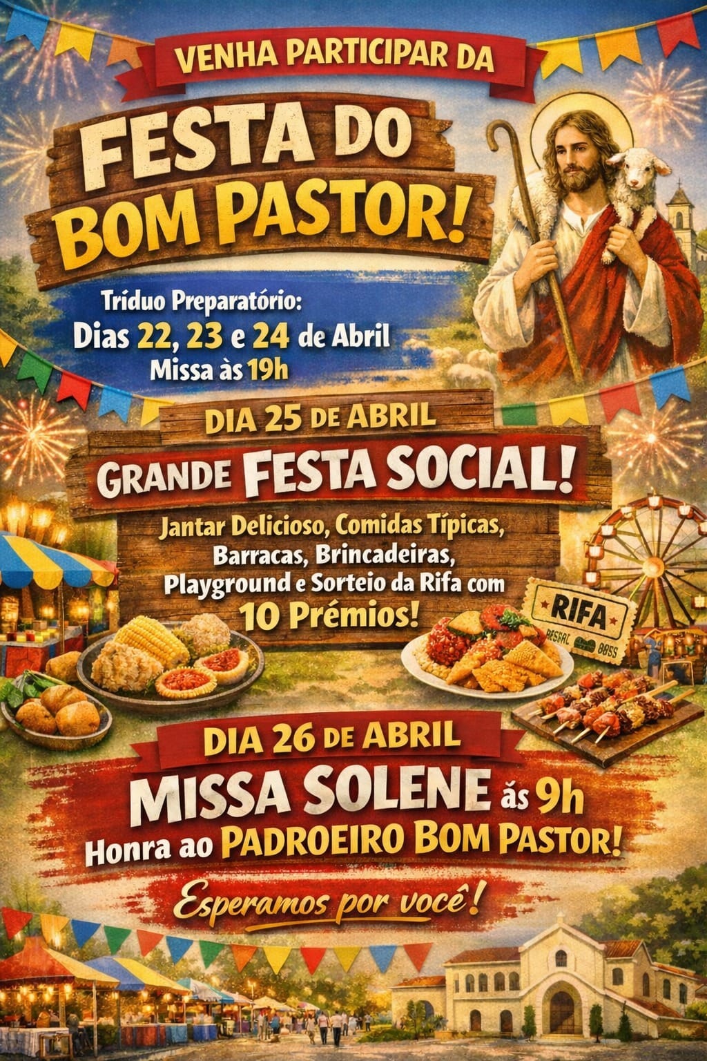 Festa na Comunidade do Bom Pastor promete noite de sabores, diversão e grandes prêmios em Cuiabá
