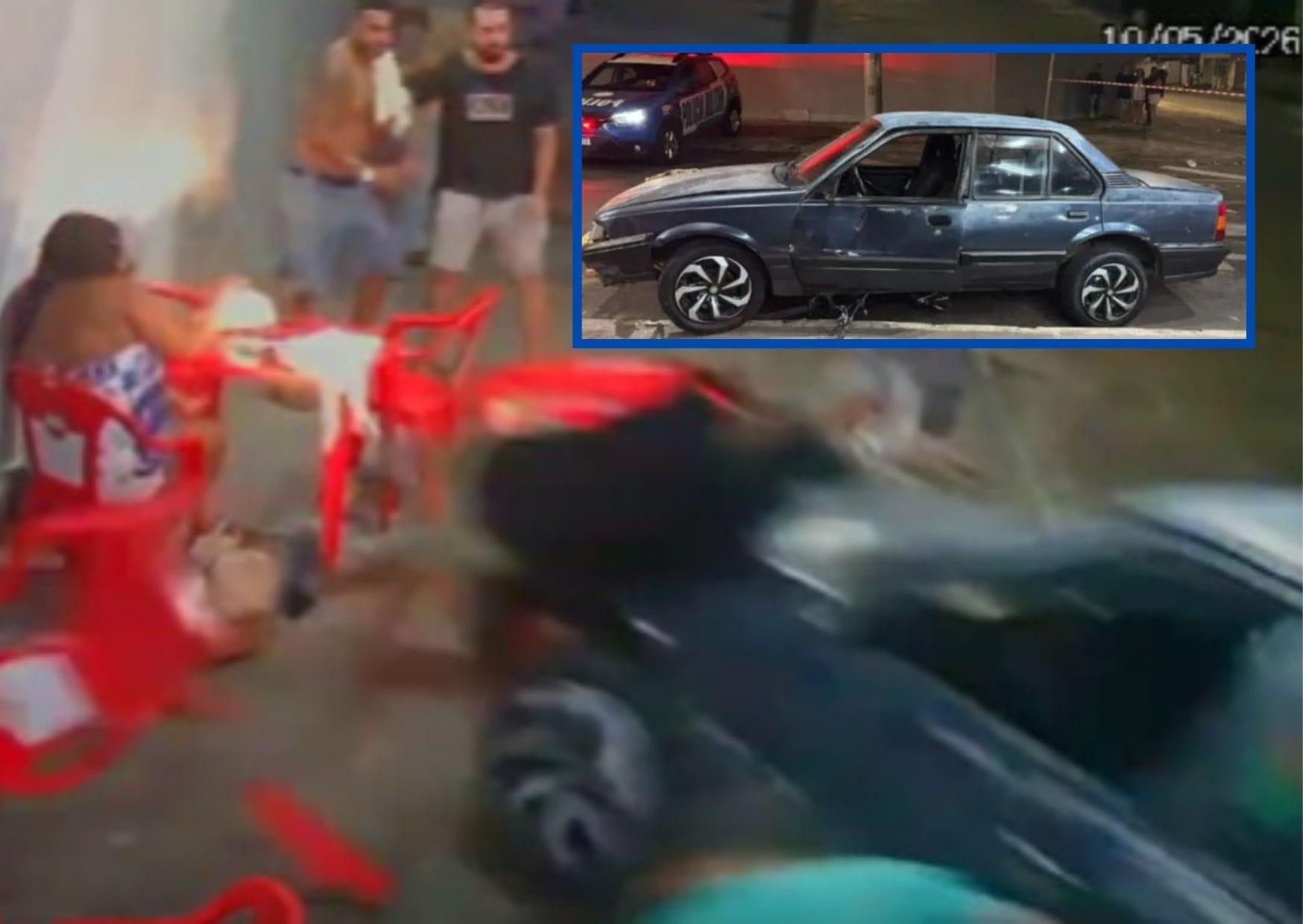 Carro invade calçada, atropela três pessoas e termina com motorista espancado em GO