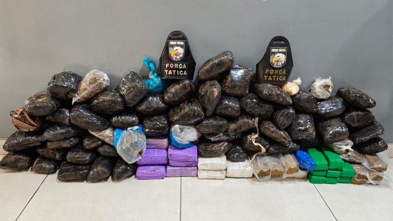 PMs da Força Tática apreendem 85 tabletes de maconha, pistola e 348 munições em VG