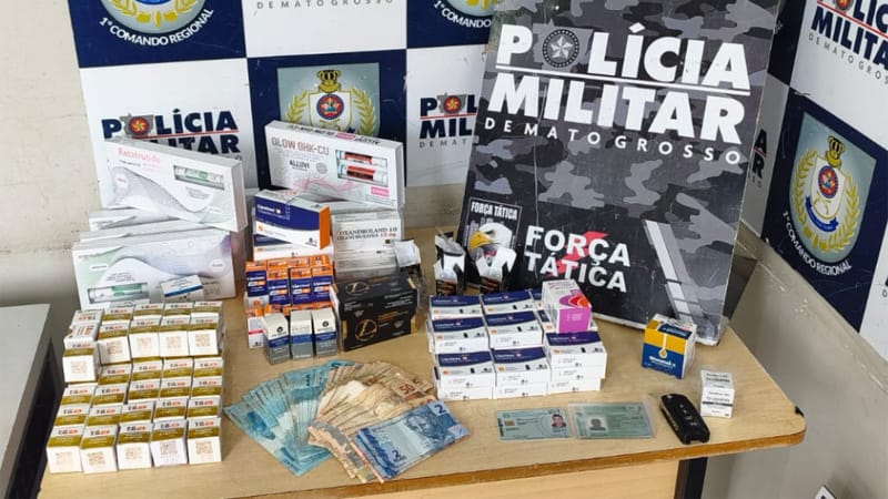 Suspeitos são presos com Tirzepatida, Oxandrolona, Clembuterol  e R$ 4,3 mil em dinheiro