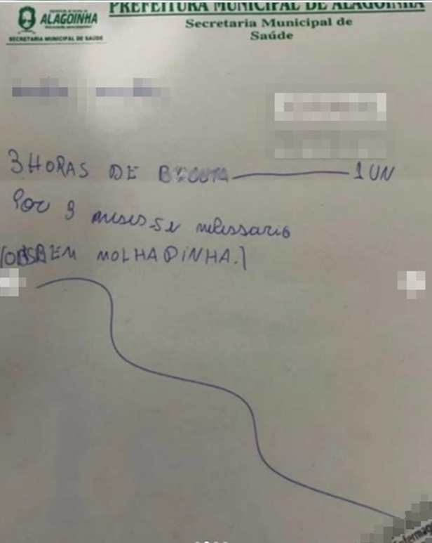“3h de buceta”: suposta receita médica viraliza e prefeitura abre investigação em PE