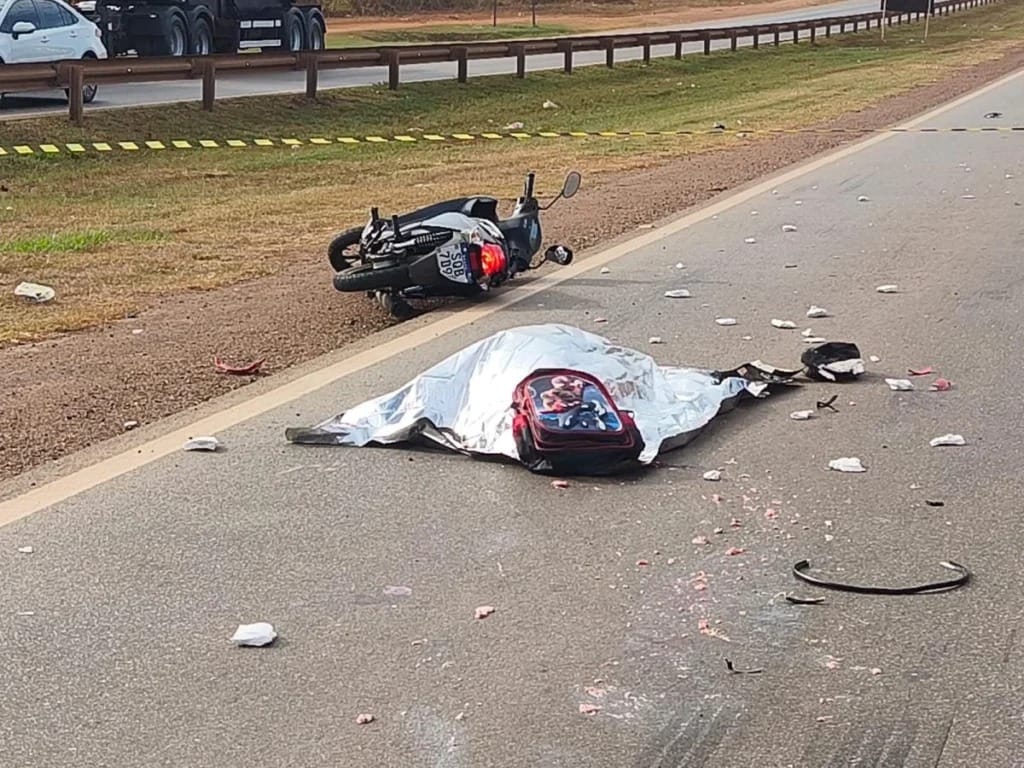 Mãe morre em acidente na BR-364 e filho de 6 anos é socorrido ferido em Rondonópolis