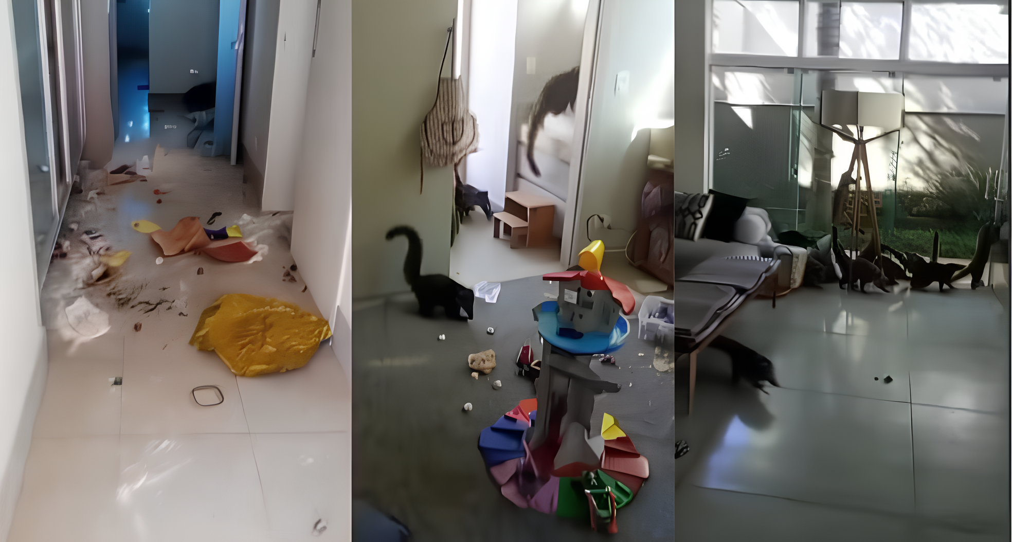 Quatis invadem casa em condomínio e causam bagunça