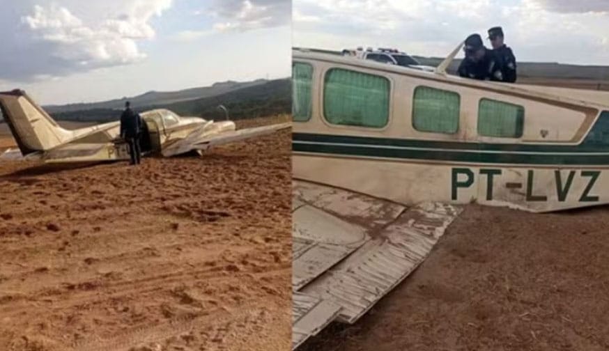 Avião de pequeno porte faz pouso forçado em fazenda às margens da BR-364, em Alto Garças
