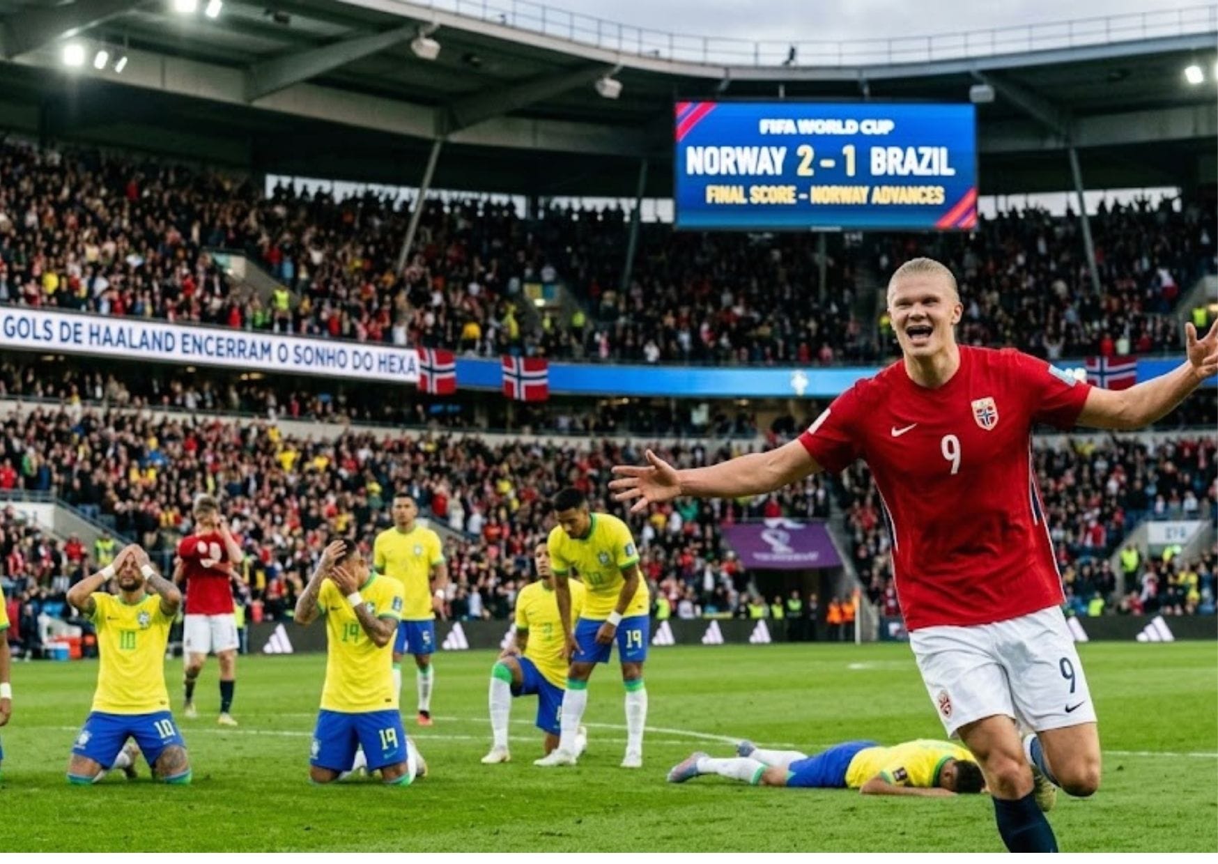 Haaland marca dois gols, Noruega elimina o Brasil e encerra sonho do hexa na Copa do Mundo