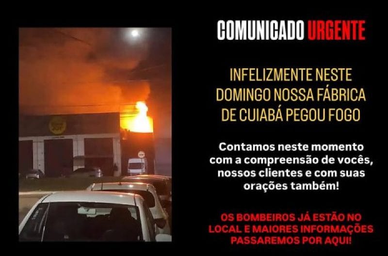 Chamas atingem fábrica de pães artesanais na Avenida das Torres, em Cuiabá; veja vídeos
