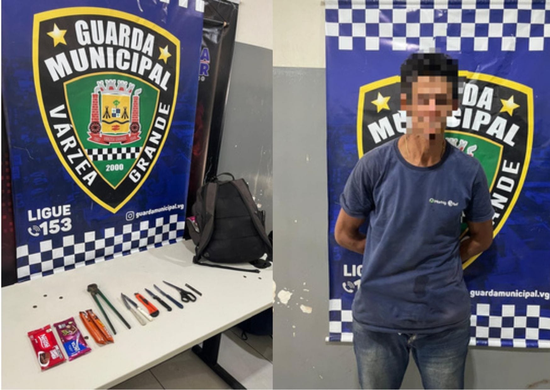Suspeito de furtar mercados é detido com chocolates e mochila cheia de produtos em VG