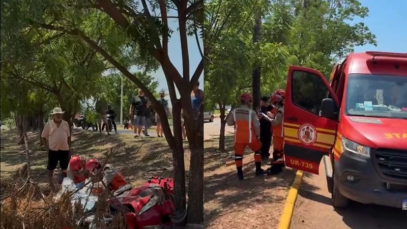 Mulher morre após possível colisão contra árvore em avenida de Cáceres; veja o vídeo