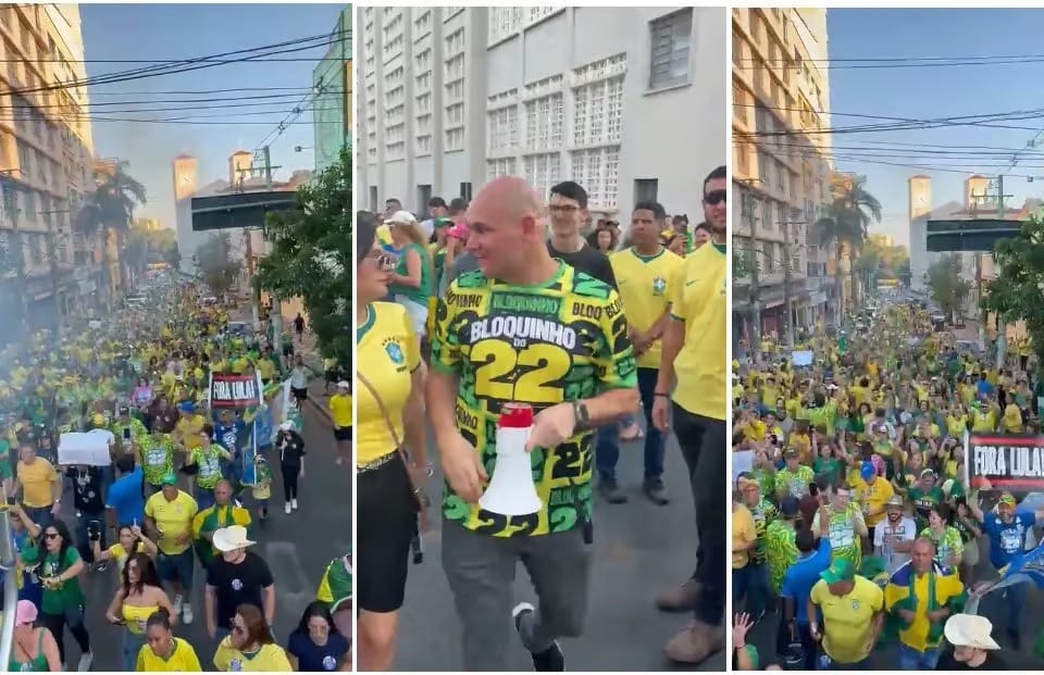 Apoiadores de Flávio tomam ruas do Centro de Cuiabá com “Bloquinho do 22”