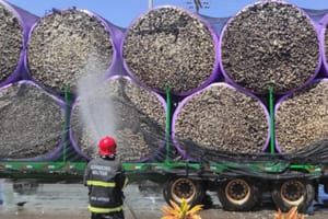 Corpo de Bombeiros combate princípio de incêndio em carreta com carga de algodão