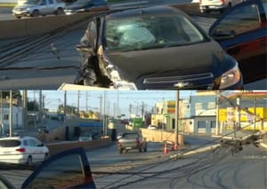 Batida violenta de carro derruba três postes e deixa 11 casas sem energia em Cuiabá