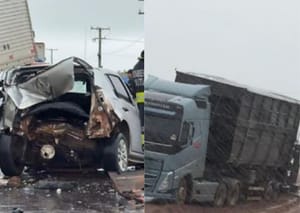 Colisão com quatro veículos deixa um morto e interdita BR-163 em Mato Grosso