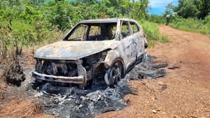 Carro é encontrado queimado em Várzea Grande e motorista de app está desaparecido
