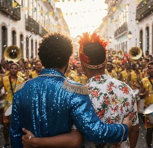 Noiva flagra companheiro beijando outro durante bloco de Carnaval