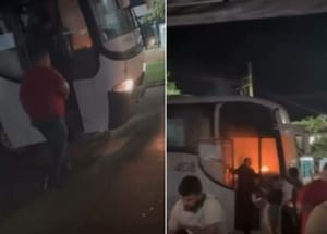 Princípio de incêndio em ônibus de universitários assusta alunos em Matupá; veja vídeo