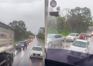 Ultrapassagem arriscada na chuva quase causa tragédia em rodovia; PRF reforça: "Não vale a pressa"