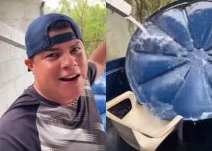 Sem água em VG, morador improvisa com chuva e ironiza gestão: "Deus não engana"