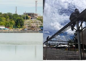 Trabalhador cai, bate a cabeça e fica ferido durante montagem de estrutura no Parque das Águas