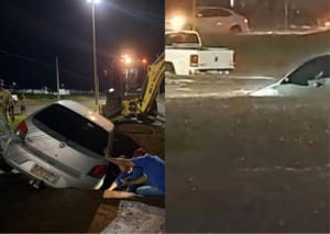 Chuva arrasta carros, abre cratera e deixa ruas submersas em Primavera do Leste; veja vídeo