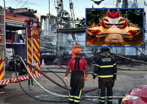 Vídeo mostra incêndio de grandes proporções destruindo circo do Tirulipa na Arena das Dunas