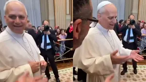 Papa Leão XIV surpreende ao aparecer em trend “six seven” durante interação com crianças